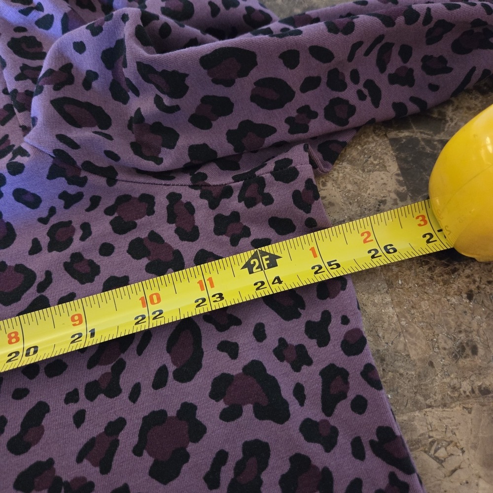 Belle Kim Gravel XL purple cheetah‎ tunic top faux leather trim casual bold fun - Picture 5 of 10